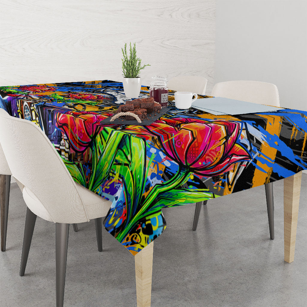 Amsterdam Dutch Republic Netherlands Tablecloth Urban Graffiti Patriotic Landmark Tulips