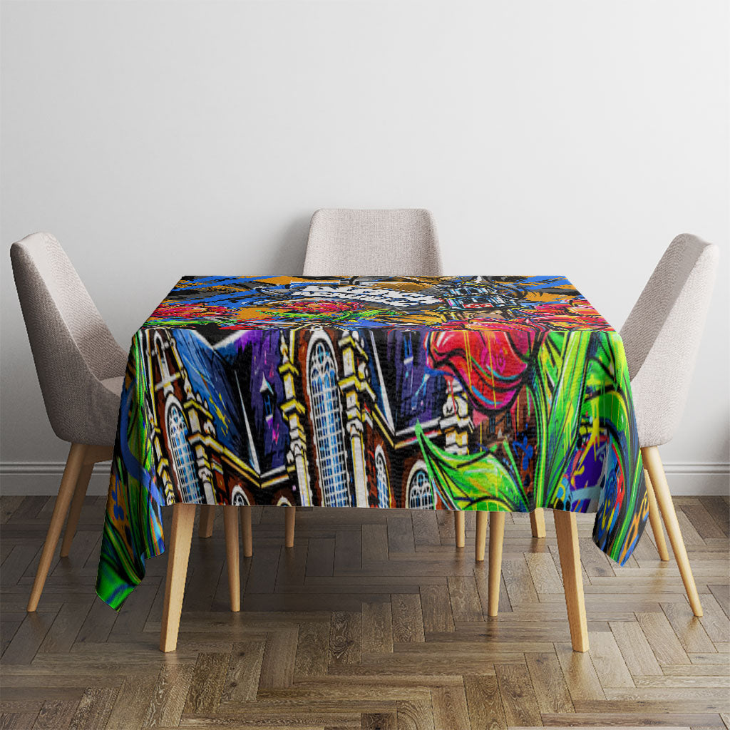 Amsterdam Dutch Republic Netherlands Tablecloth Urban Graffiti Patriotic Landmark Tulips