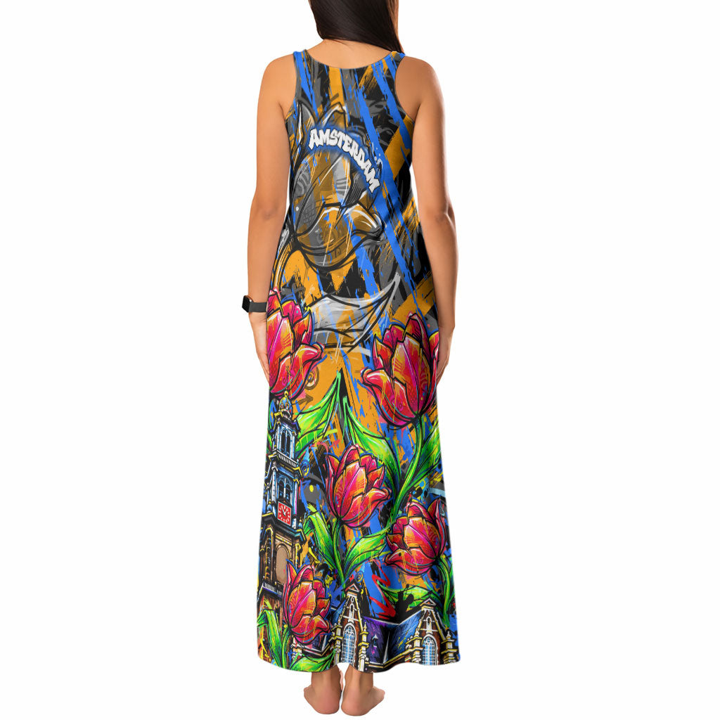 Amsterdam Dutch Republic Netherlands Tank Maxi Dress Urban Graffiti Patriotic Landmark Tulips