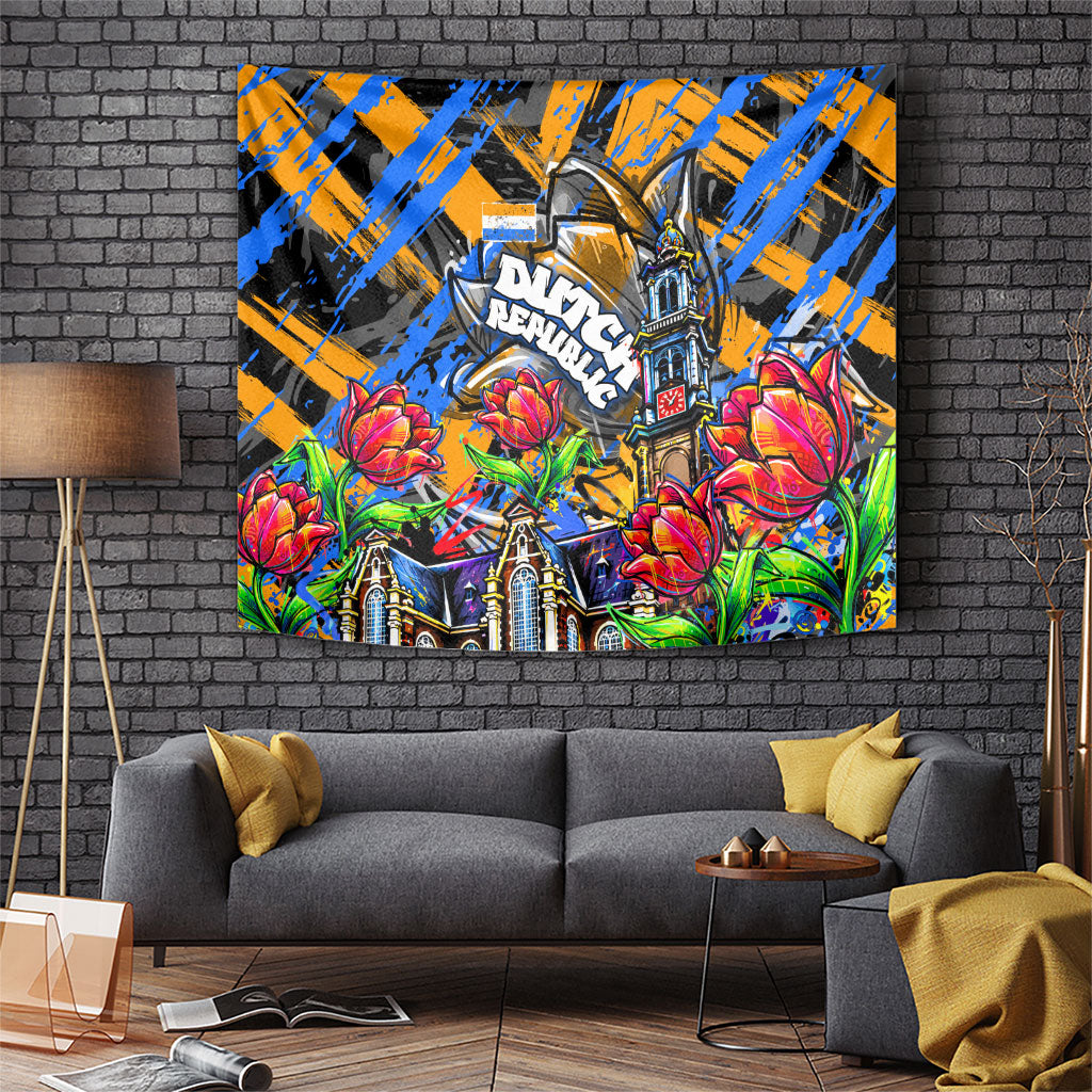 Amsterdam Dutch Republic Netherlands Tapestry Urban Graffiti Patriotic Landmark Tulips