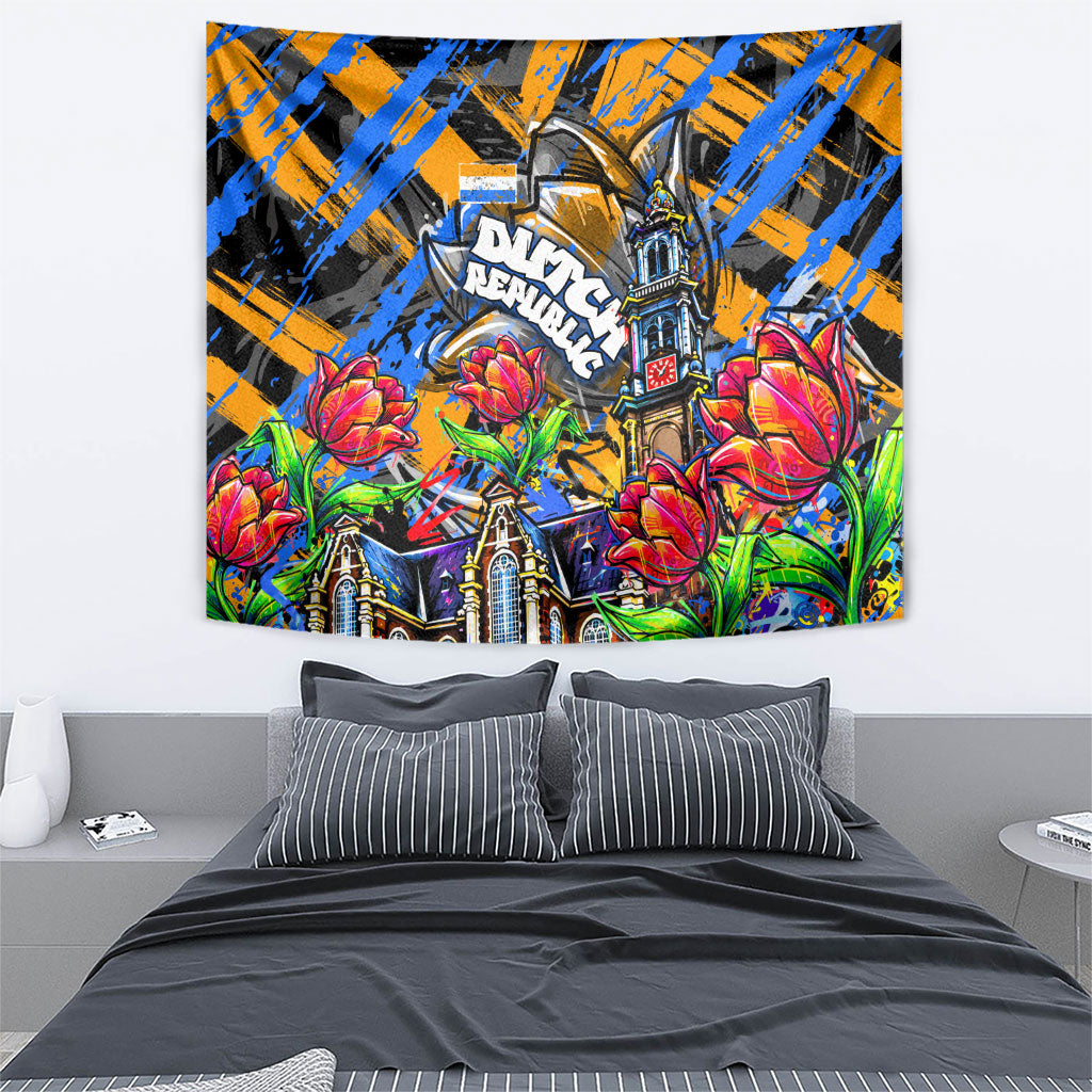 Amsterdam Dutch Republic Netherlands Tapestry Urban Graffiti Patriotic Landmark Tulips