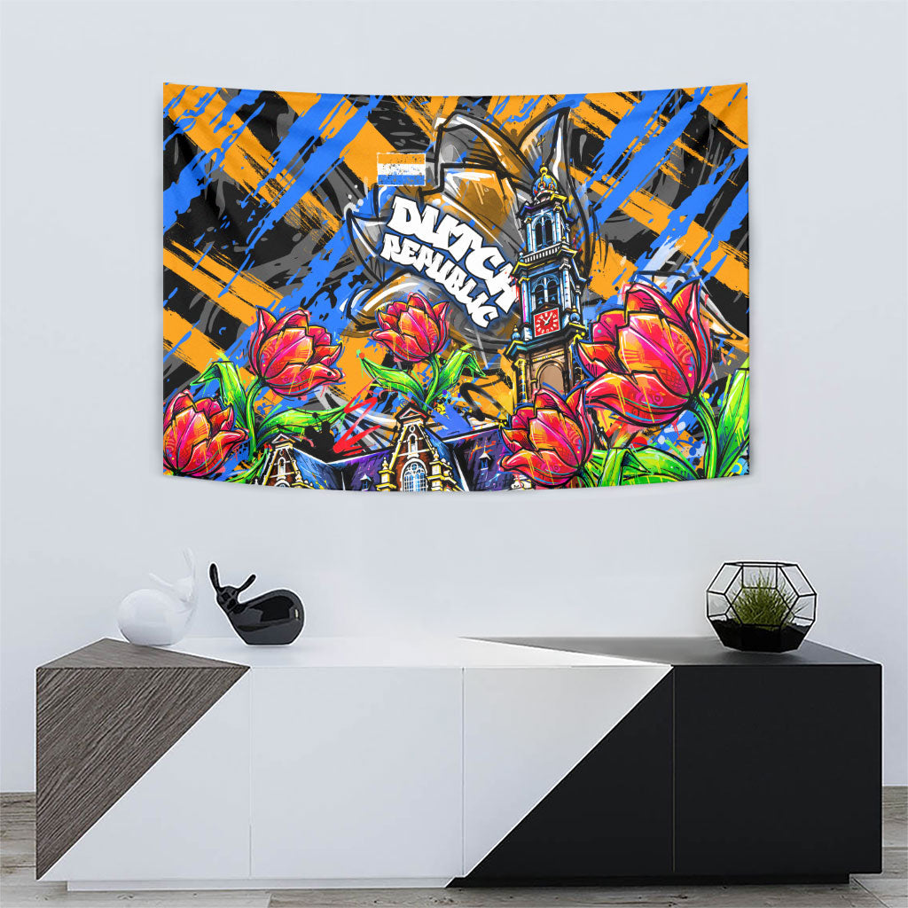 Amsterdam Dutch Republic Netherlands Tapestry Urban Graffiti Patriotic Landmark Tulips