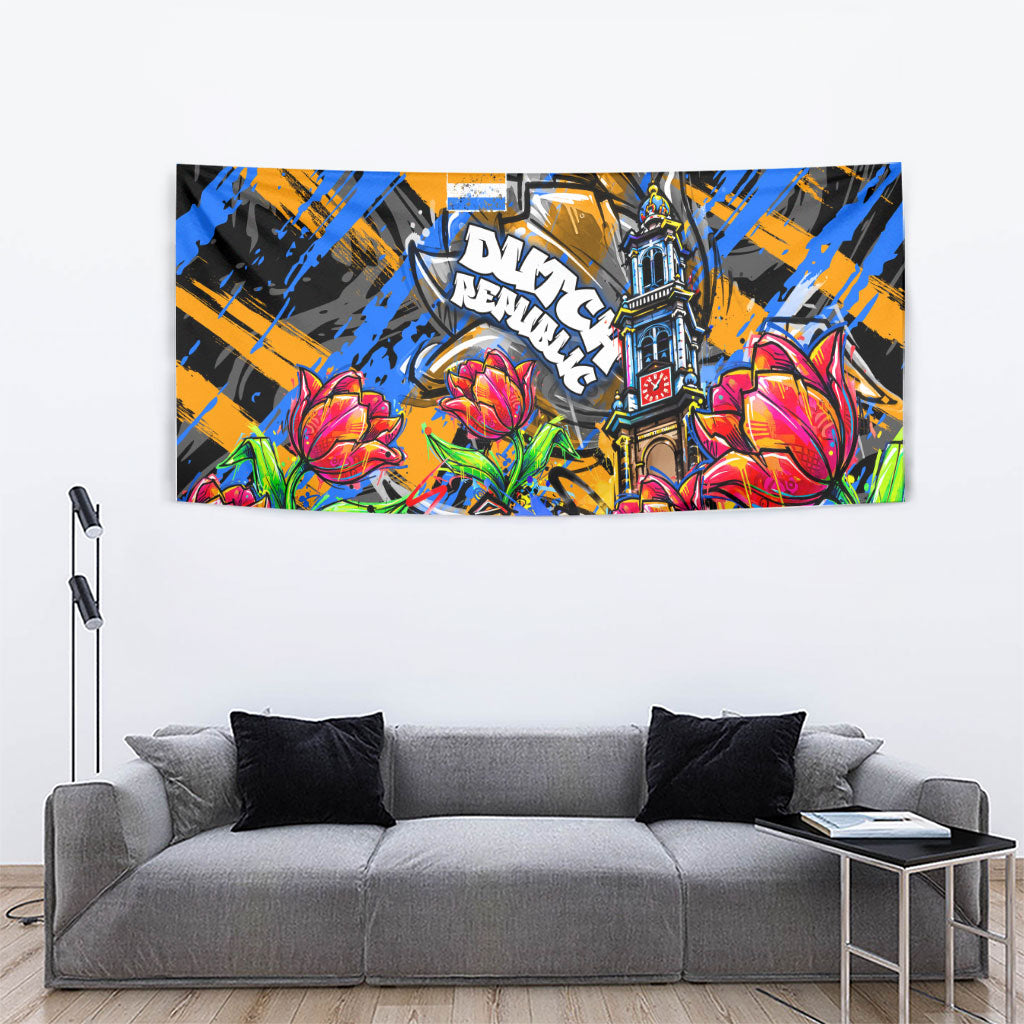 Amsterdam Dutch Republic Netherlands Tapestry Urban Graffiti Patriotic Landmark Tulips