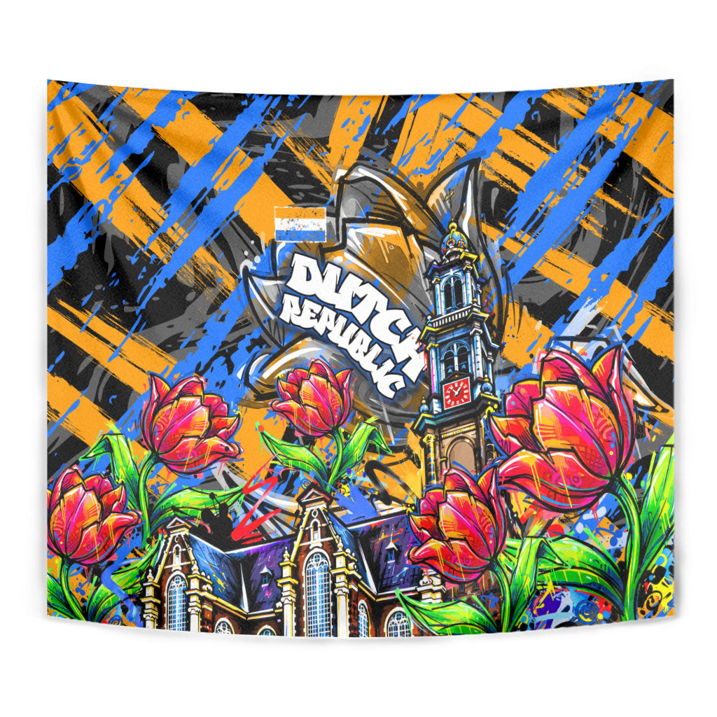 Amsterdam Dutch Republic Netherlands Tapestry Urban Graffiti Patriotic Landmark Tulips