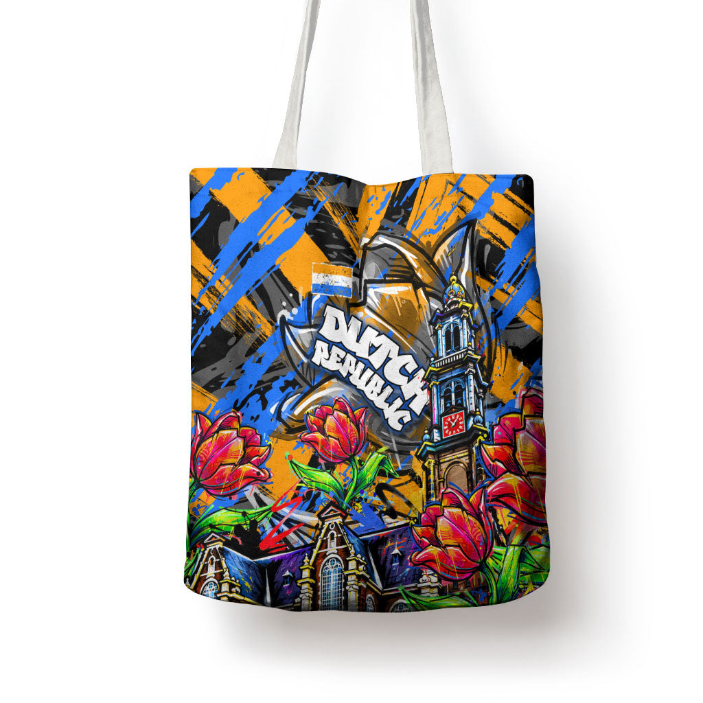 Amsterdam Dutch Republic Netherlands Tote Bag Urban Graffiti Patriotic Landmark Tulips