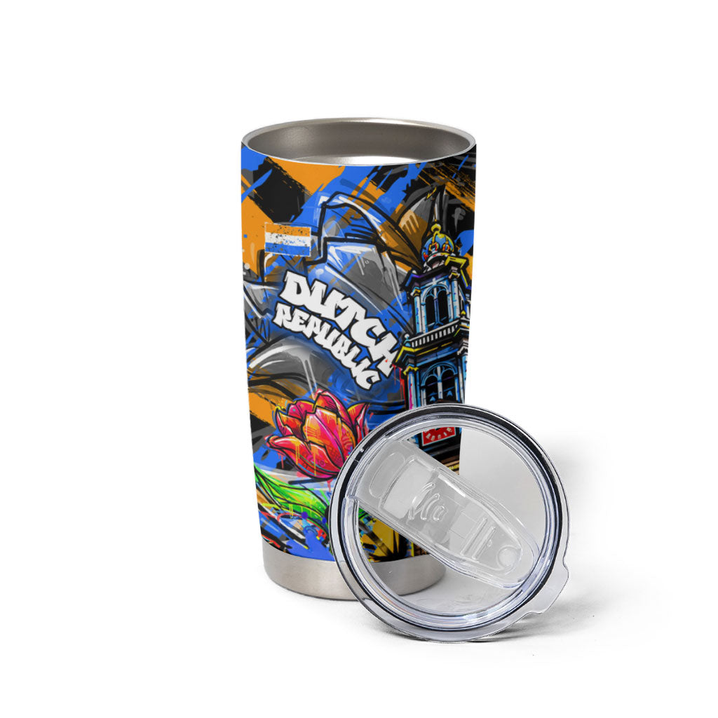 Amsterdam Dutch Republic Netherlands Tumbler Cup Urban Graffiti Patriotic Landmark Tulips