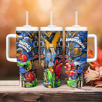 Amsterdam Dutch Republic Netherlands Tumbler With Handle Urban Graffiti Patriotic Landmark Tulips