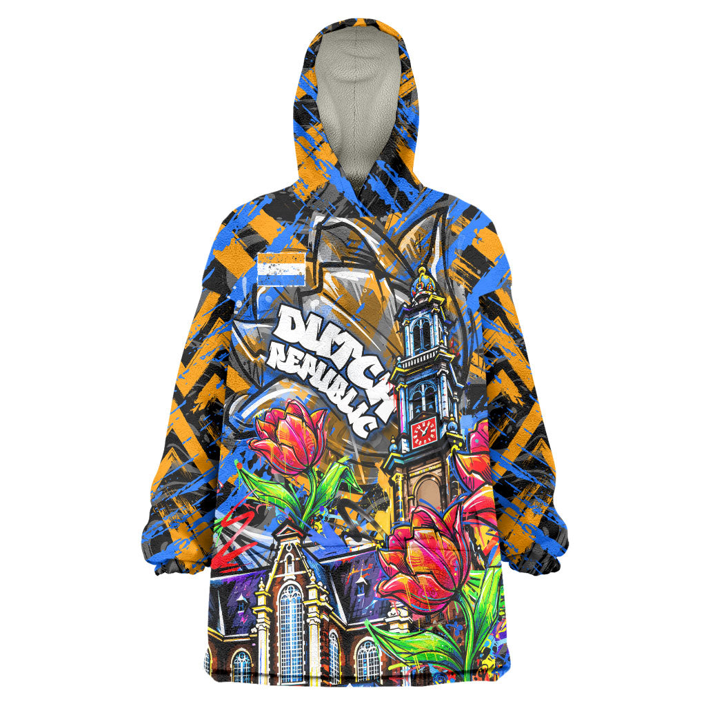 Amsterdam Dutch Republic Netherlands Wearable Blanket Hoodie Urban Graffiti Patriotic Landmark Tulips