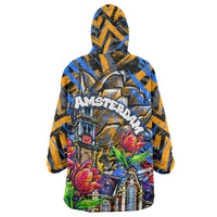 Amsterdam Dutch Republic Netherlands Wearable Blanket Hoodie Urban Graffiti Patriotic Landmark Tulips
