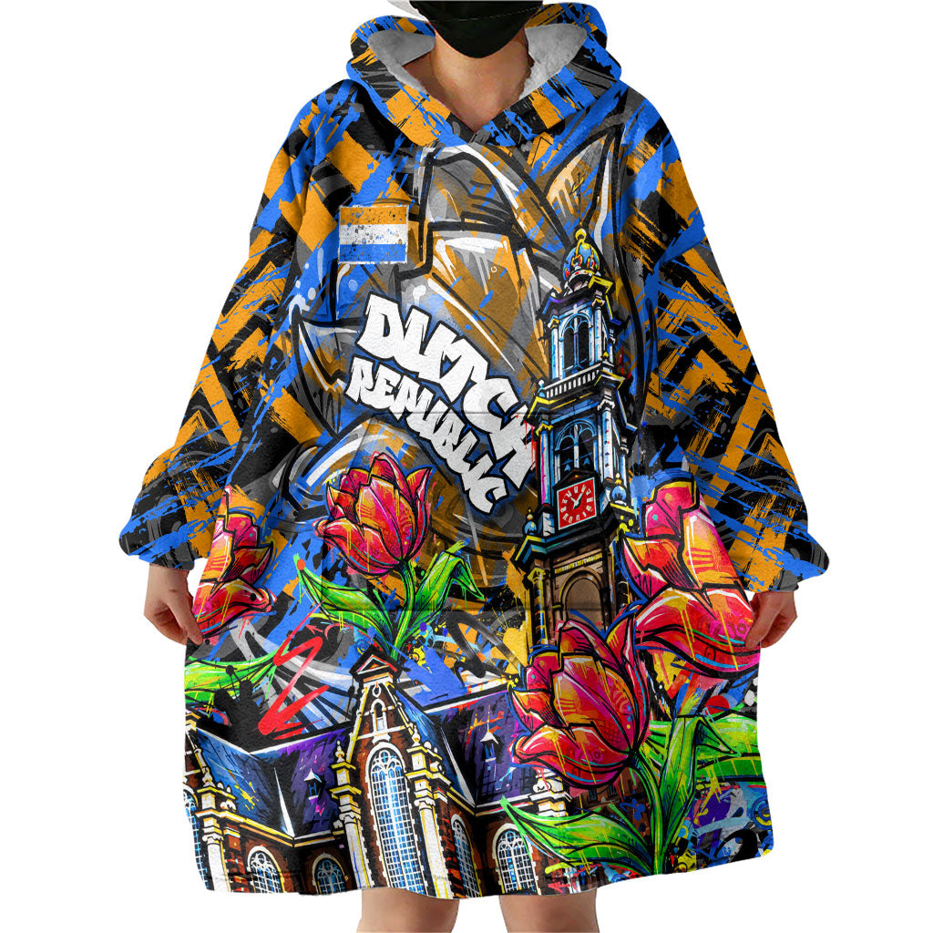 Amsterdam Dutch Republic Netherlands Wearable Blanket Hoodie Urban Graffiti Patriotic Landmark Tulips