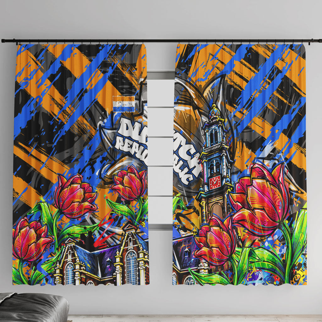 Amsterdam Dutch Republic Netherlands Window Curtain Urban Graffiti Patriotic Landmark Tulips