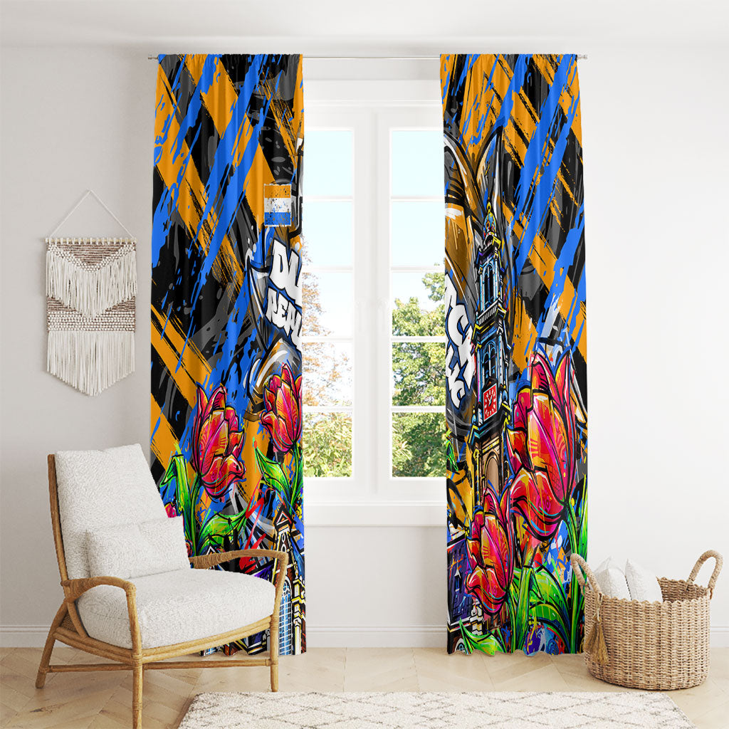 Amsterdam Dutch Republic Netherlands Window Curtain Urban Graffiti Patriotic Landmark Tulips