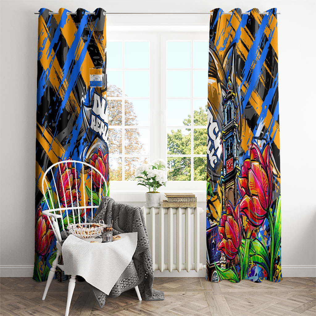 Amsterdam Dutch Republic Netherlands Window Curtain Urban Graffiti Patriotic Landmark Tulips
