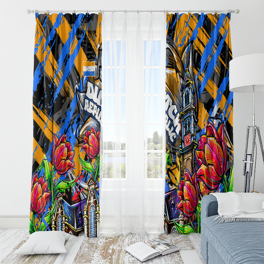 Amsterdam Dutch Republic Netherlands Window Curtain Urban Graffiti Patriotic Landmark Tulips