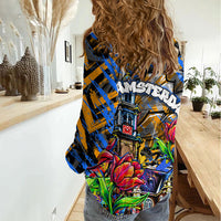Amsterdam Dutch Republic Netherlands Women Casual Shirt Urban Graffiti Patriotic Landmark Tulips