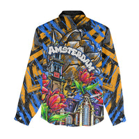 Amsterdam Dutch Republic Netherlands Women Casual Shirt Urban Graffiti Patriotic Landmark Tulips