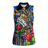 Amsterdam Dutch Republic Netherlands Women Sleeveless Polo Shirt Urban Graffiti Patriotic Landmark Tulips