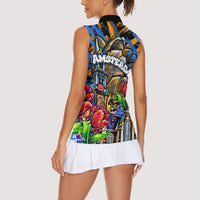Amsterdam Dutch Republic Netherlands Women Sleeveless Polo Shirt Urban Graffiti Patriotic Landmark Tulips