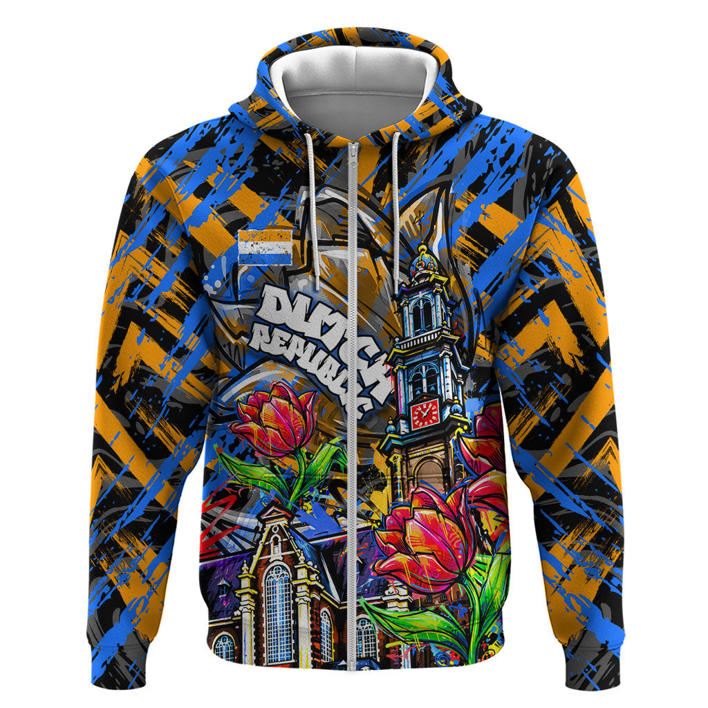 Amsterdam Dutch Republic Netherlands Zip Hoodie Urban Graffiti Patriotic Landmark Tulips