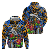Amsterdam Dutch Republic Netherlands Zip Hoodie Urban Graffiti Patriotic Landmark Tulips