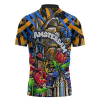 Amsterdam Dutch Republic Netherlands Zipper Polo Shirt Urban Graffiti Patriotic Landmark Tulips