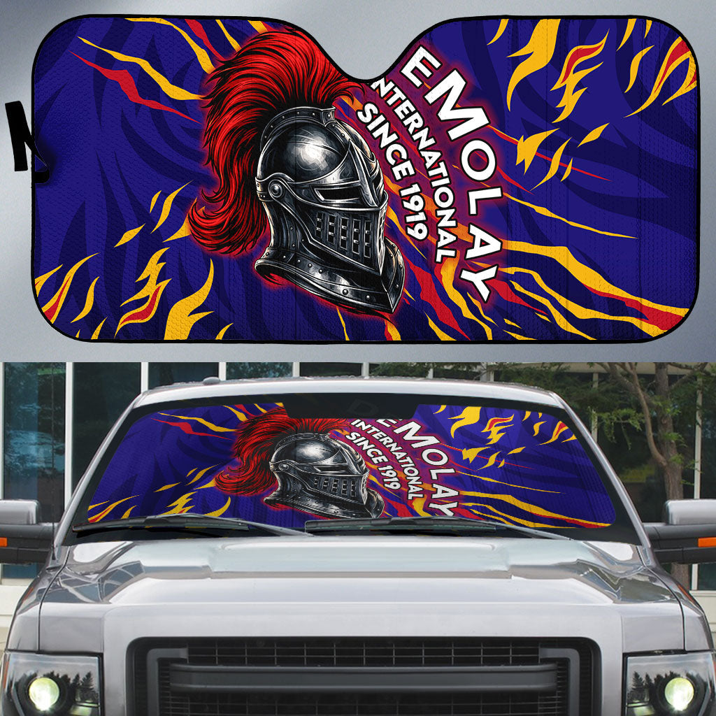 DeMolay 1919 Auto Sun Shade Knight Faith Unto Death Graphic Art