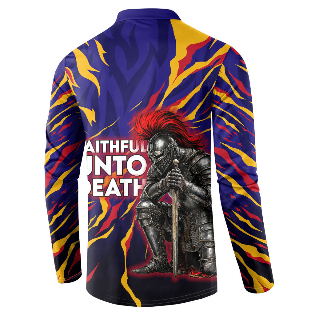 DeMolay 1919 Button Sweatshirt Knight Faith Unto Death Graphic Art