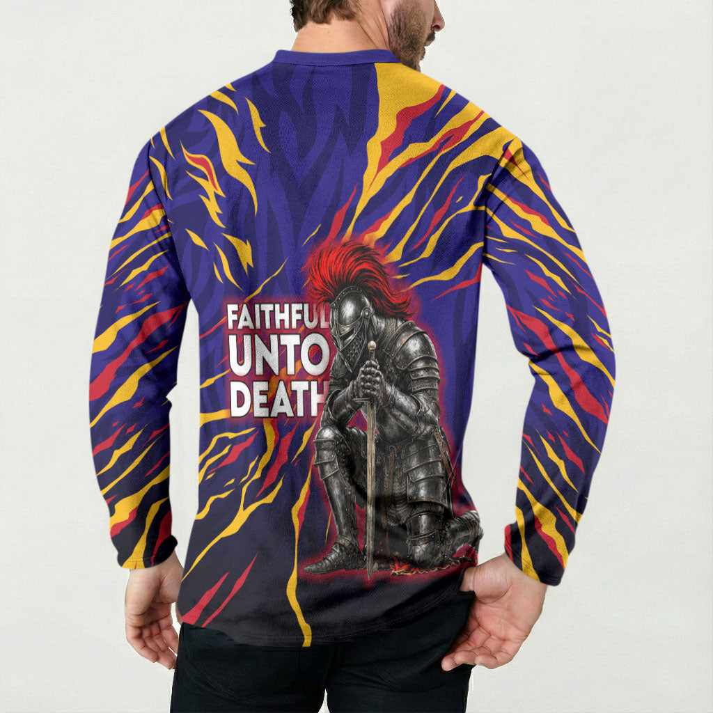 DeMolay 1919 Button Sweatshirt Knight Faith Unto Death Graphic Art