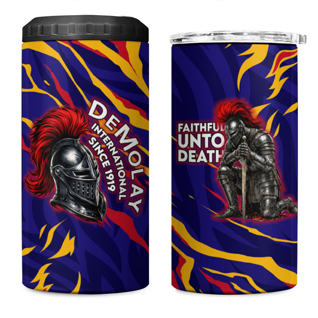DeMolay 1919 4 in 1 Can Cooler Tumbler Knight Faith Unto Death Graphic Art