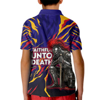 DeMolay 1919 Kid Polo Shirt Knight Faith Unto Death Graphic Art