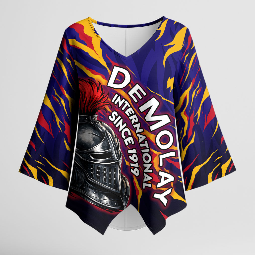 DeMolay 1919 Kimono Sleeve Blouse Knight Faith Unto Death Graphic Art