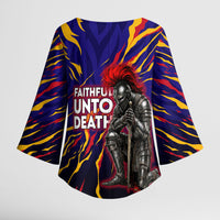 DeMolay 1919 Kimono Sleeve Blouse Knight Faith Unto Death Graphic Art