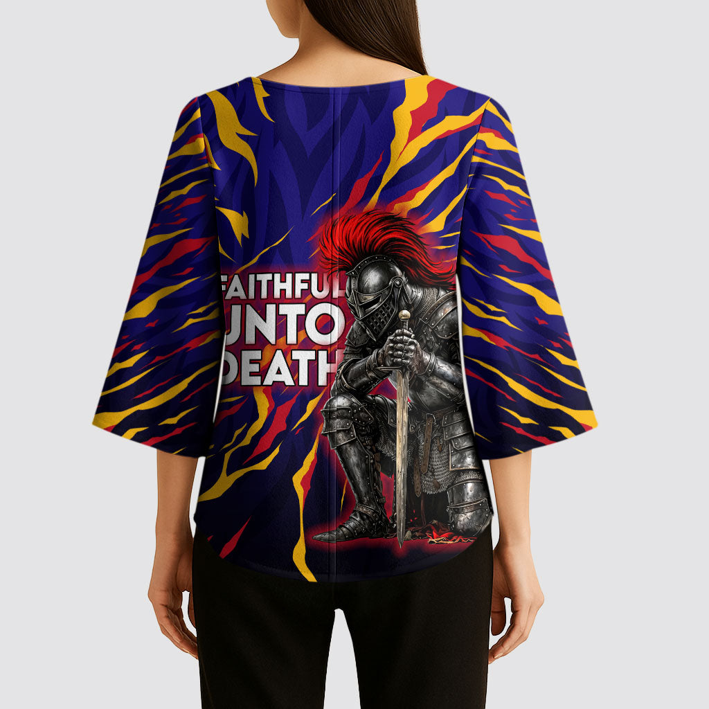 DeMolay 1919 Kimono Sleeve Blouse Knight Faith Unto Death Graphic Art