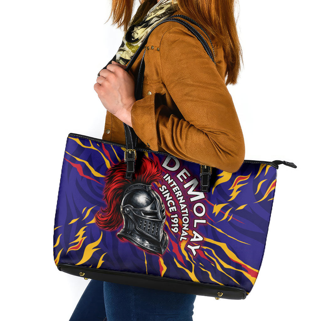 DeMolay 1919 Leather Tote Bag Knight Faith Unto Death Graphic Art