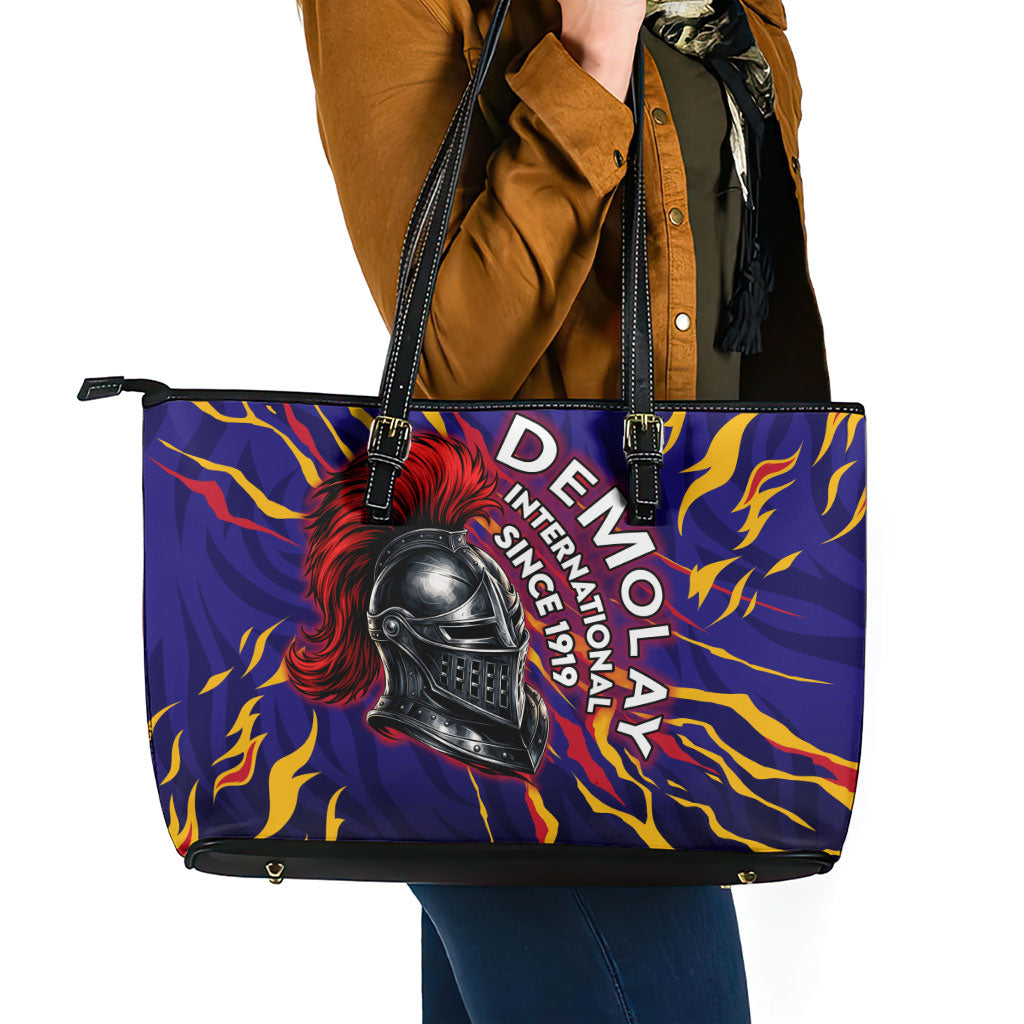 DeMolay 1919 Leather Tote Bag Knight Faith Unto Death Graphic Art