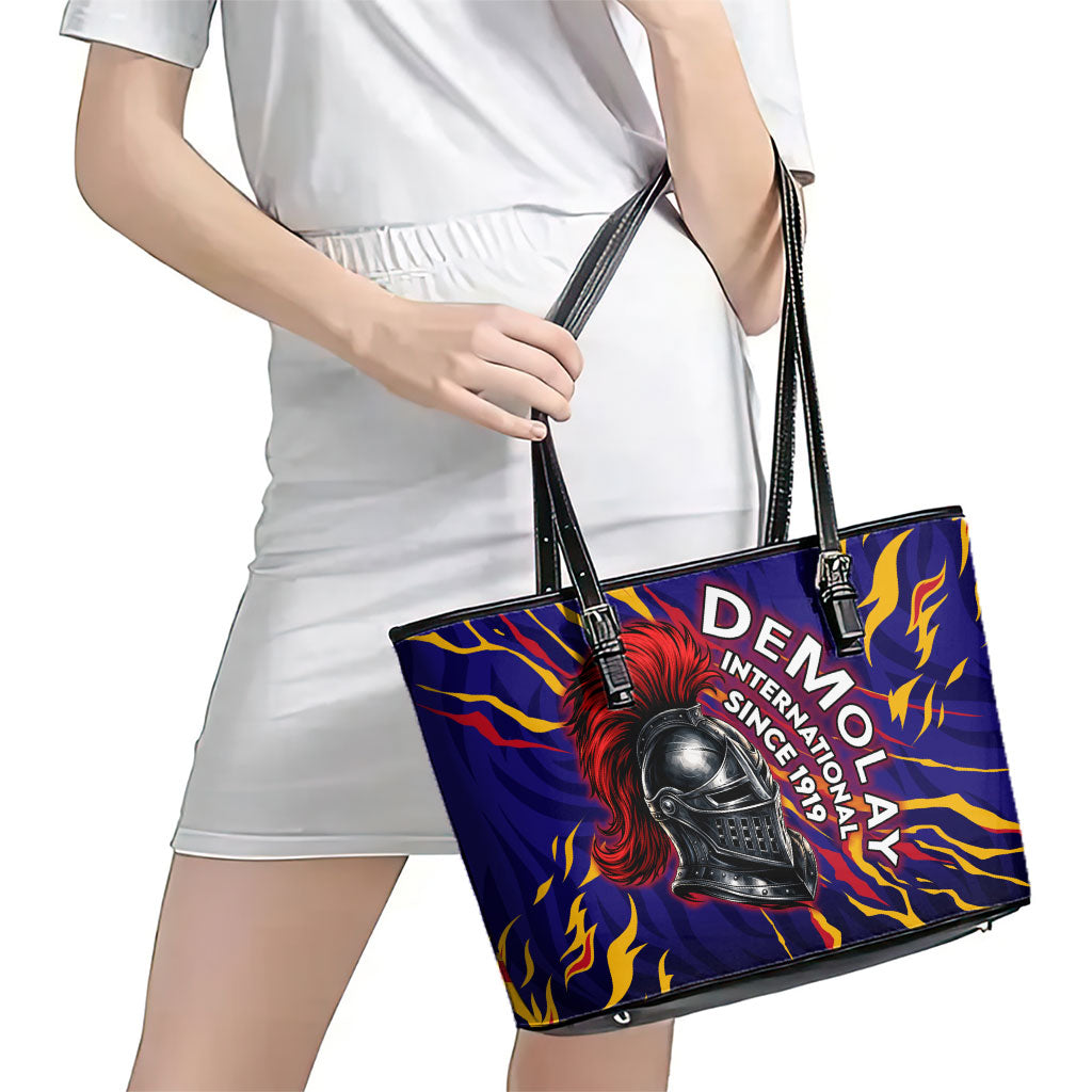 DeMolay 1919 Leather Tote Bag Knight Faith Unto Death Graphic Art