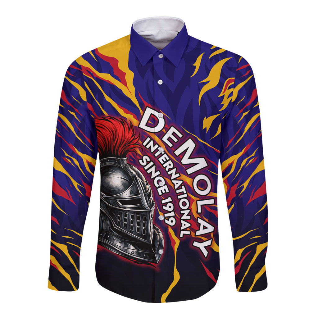 DeMolay 1919 Long Sleeve Button Shirt Knight Faith Unto Death Graphic Art