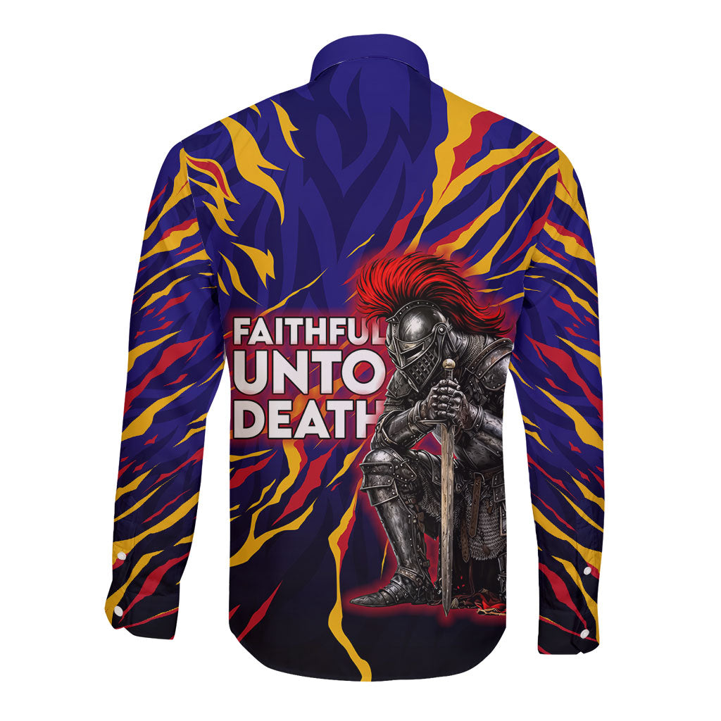 DeMolay 1919 Long Sleeve Button Shirt Knight Faith Unto Death Graphic Art