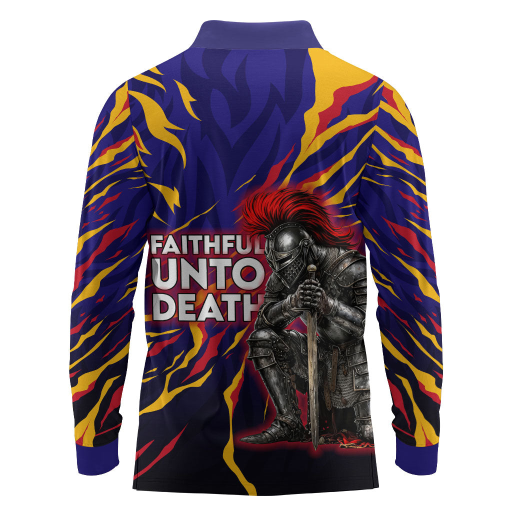 DeMolay 1919 Long Sleeve Polo Shirt Knight Faith Unto Death Graphic Art