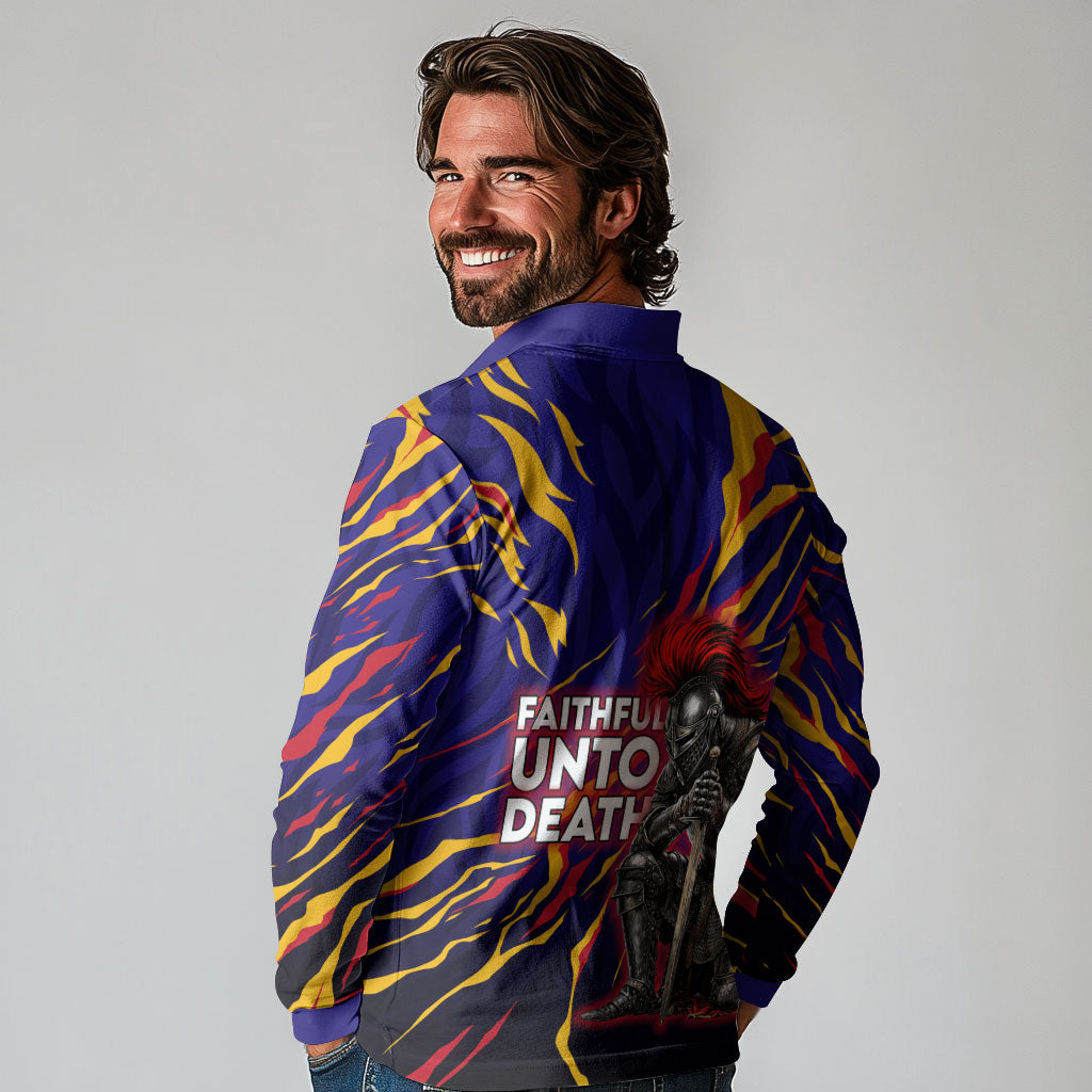 DeMolay 1919 Long Sleeve Polo Shirt Knight Faith Unto Death Graphic Art