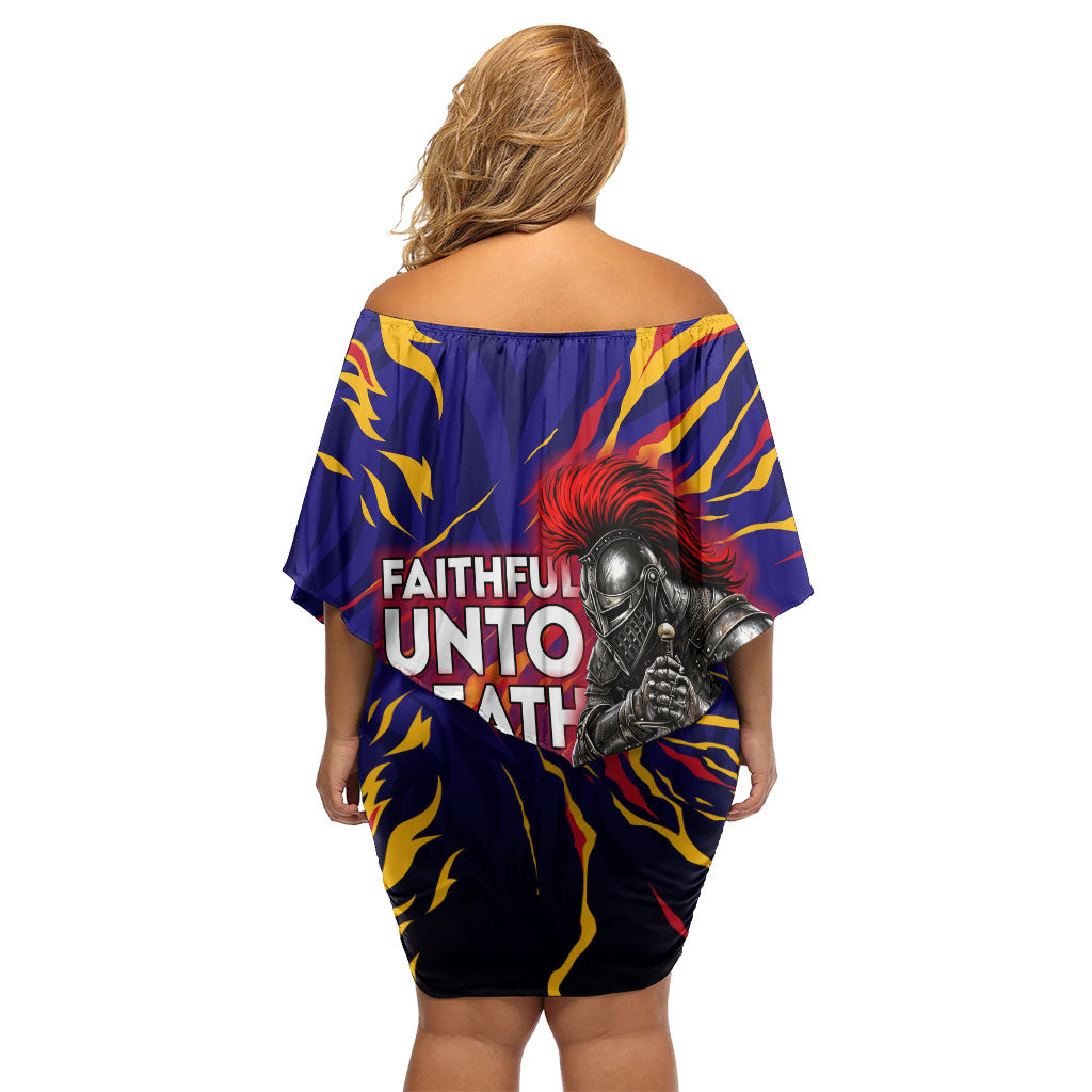 DeMolay 1919 Off Shoulder Short Dress Knight Faith Unto Death Graphic Art