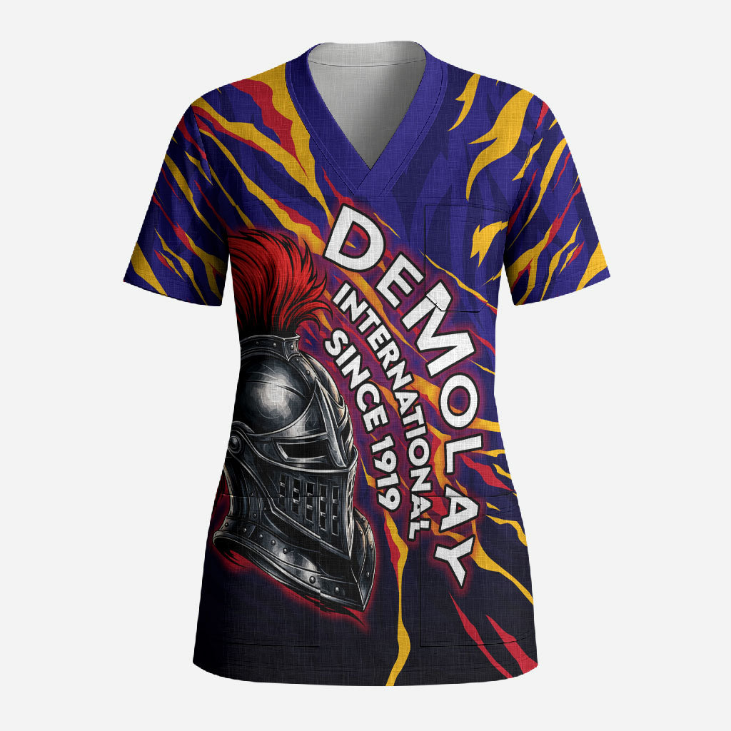 DeMolay 1919 Scrub Top Knight Faith Unto Death Graphic Art