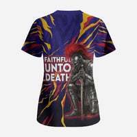 DeMolay 1919 Scrub Top Knight Faith Unto Death Graphic Art