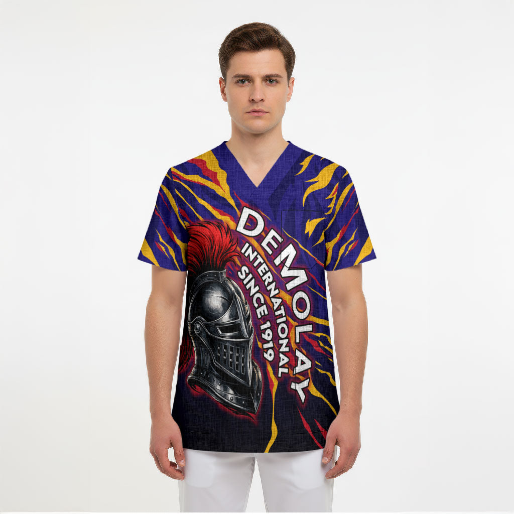 DeMolay 1919 Scrub Top Knight Faith Unto Death Graphic Art