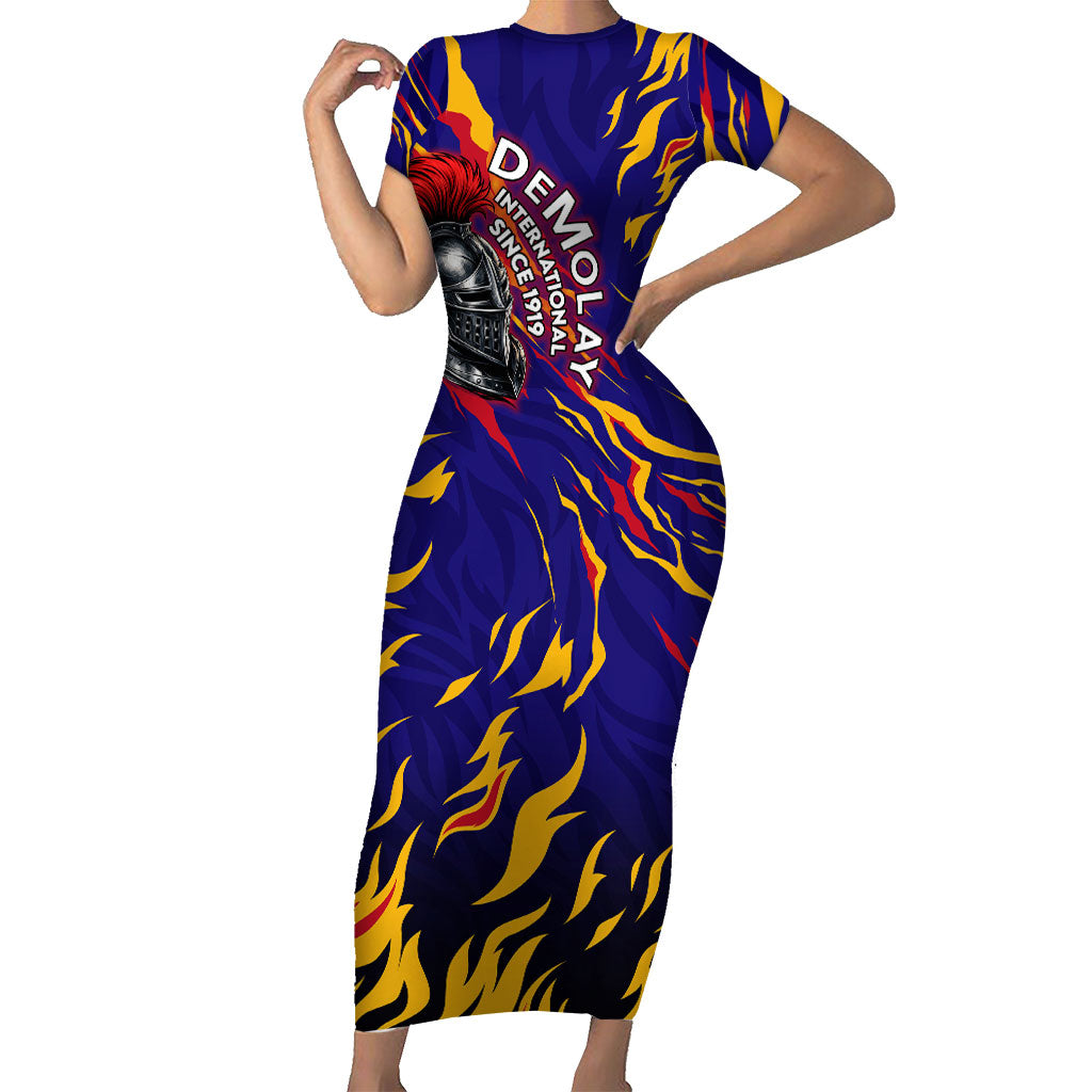 DeMolay 1919 Short Sleeve Bodycon Dress Knight Faith Unto Death Graphic Art