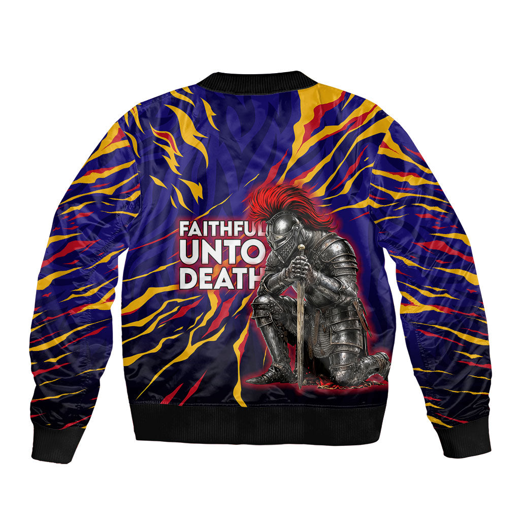 DeMolay 1919 Sleeve Zip Bomber Jacket Knight Faith Unto Death Graphic Art