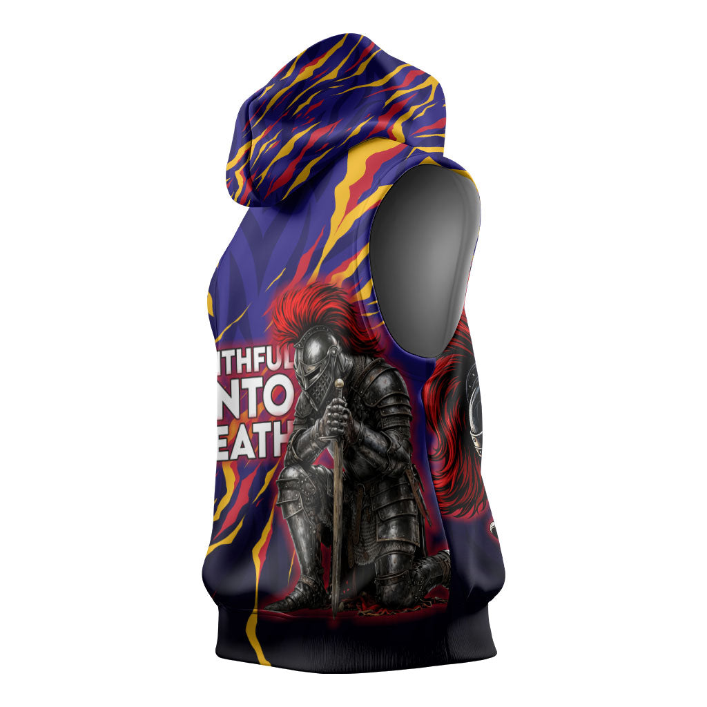 DeMolay 1919 Sleeveless Hoodie Knight Faith Unto Death Graphic Art