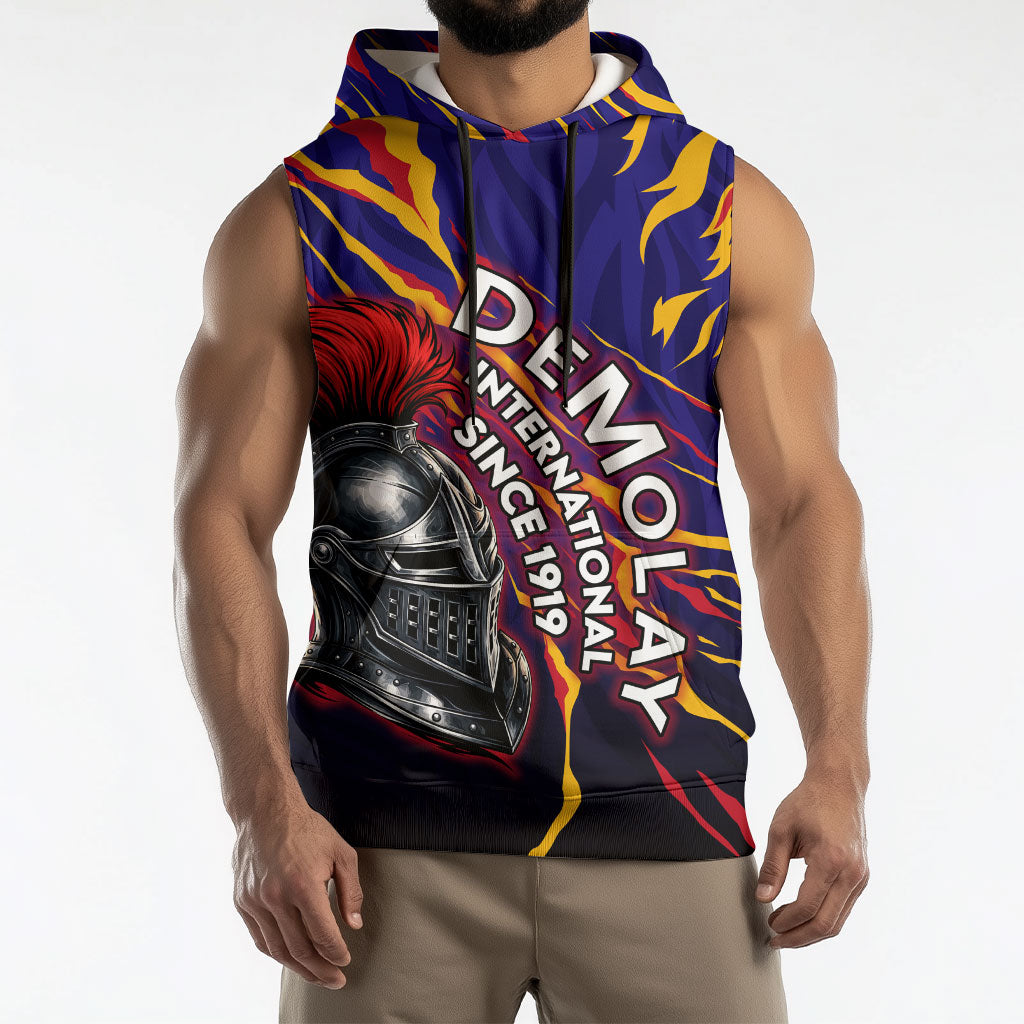 DeMolay 1919 Sleeveless Hoodie Knight Faith Unto Death Graphic Art