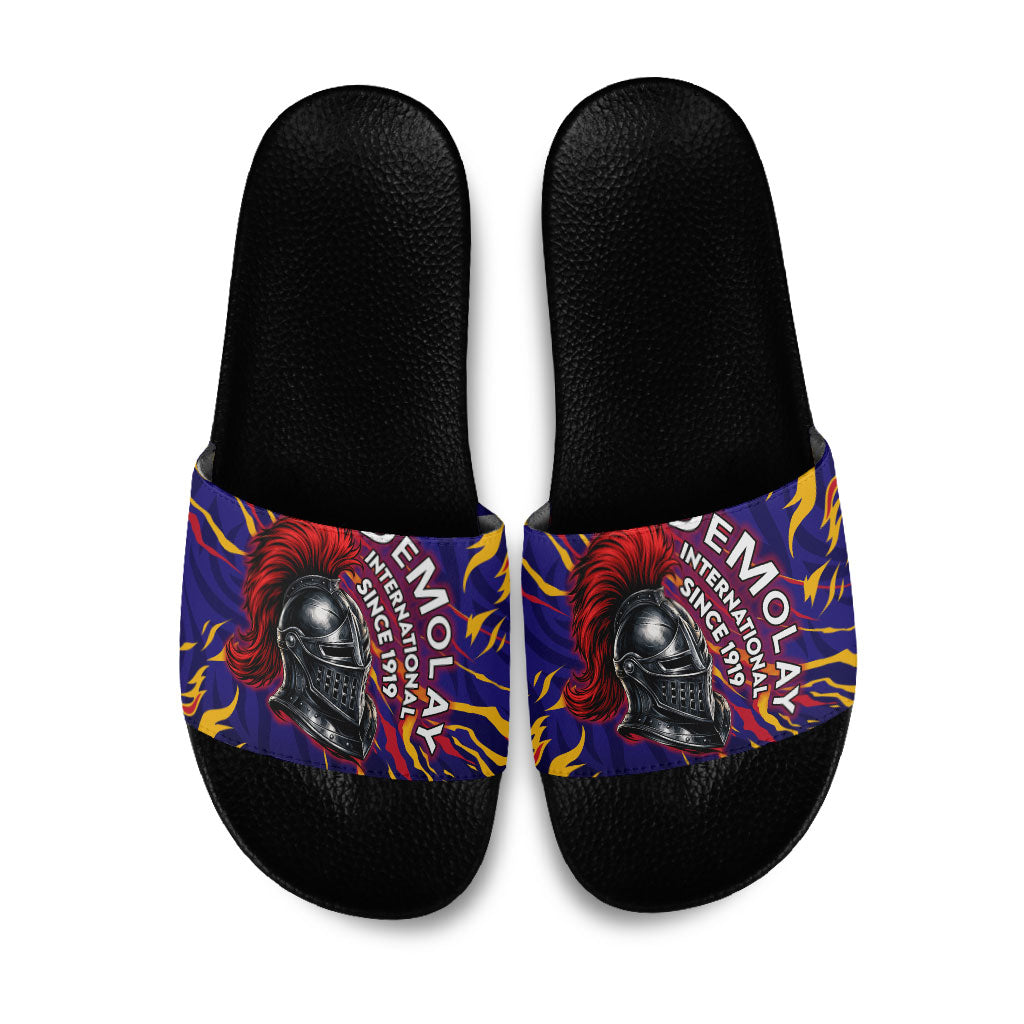 DeMolay 1919 Slide Sandals Knight Faith Unto Death Graphic Art