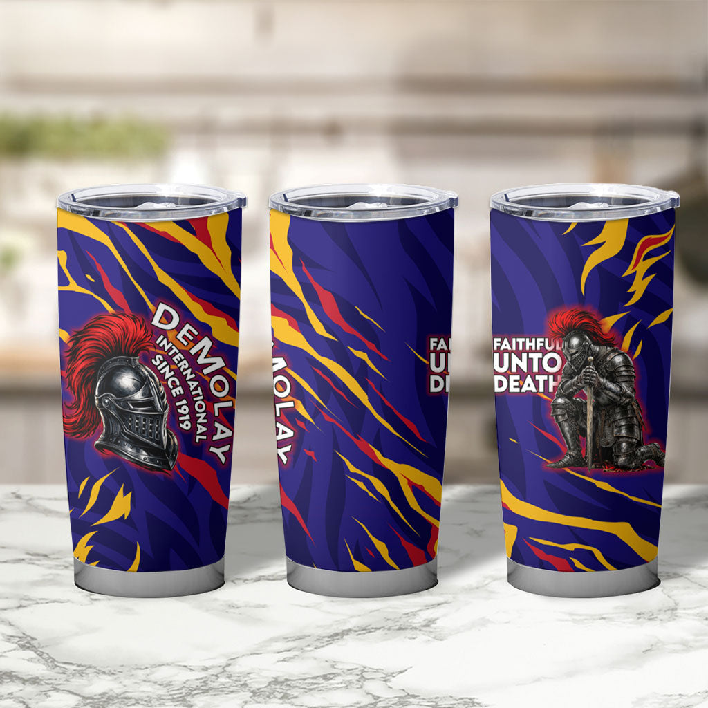 DeMolay 1919 Tumbler Cup Knight Faith Unto Death Graphic Art